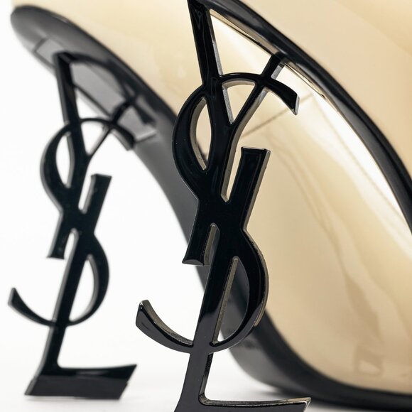 Saint Laurent Opyum Cream Patent YSL Cassandre Pointed-Toe Pumps - Picture 8 of 10